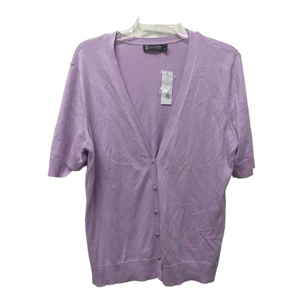 NWT 7th Avenue New York & Company Cardigan Sweater XL Purple Short Sleeve Knit